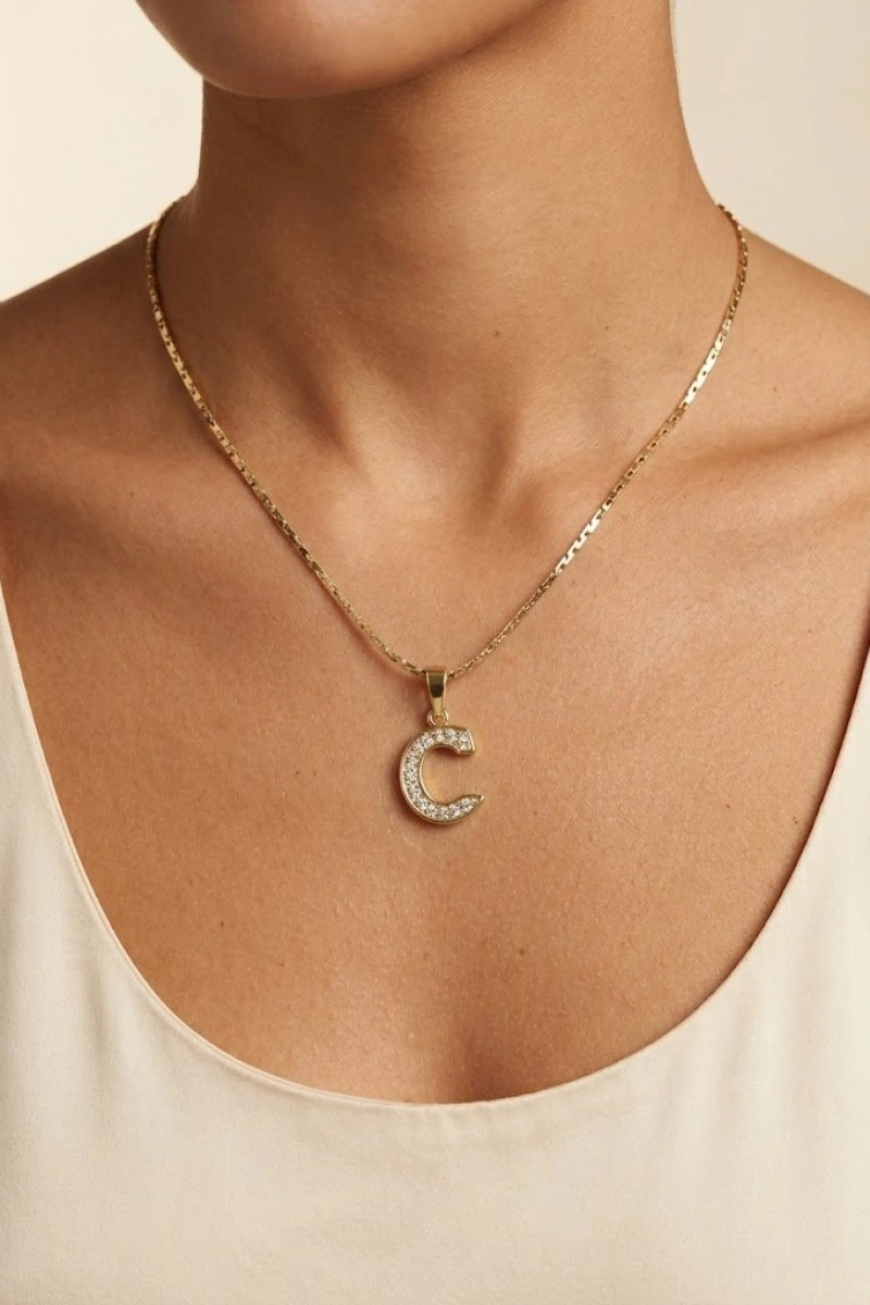 Xuping C Harf Model Gold Altın Kaplama Kolye