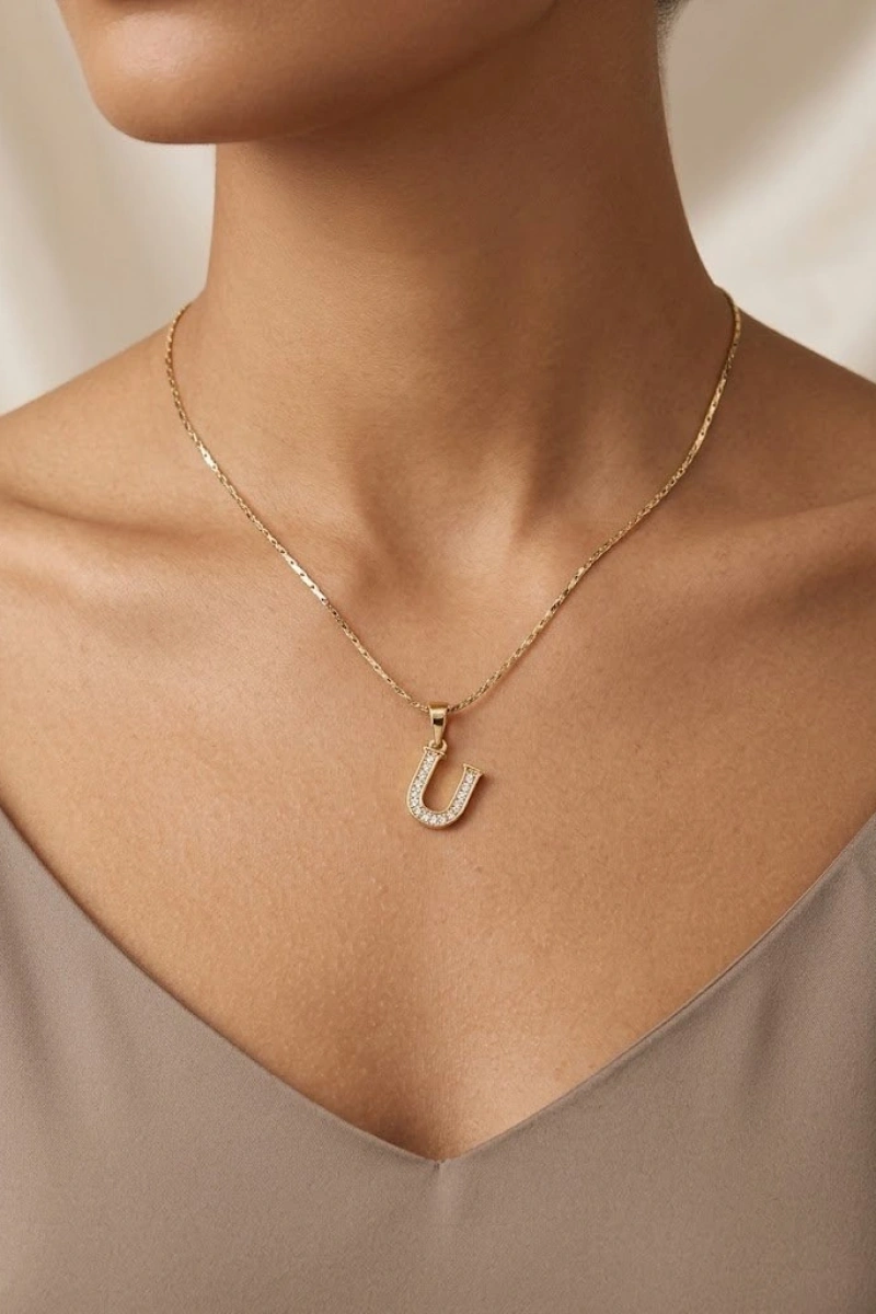 Xuping U Harf Model Gold Altın Kaplama Kolye