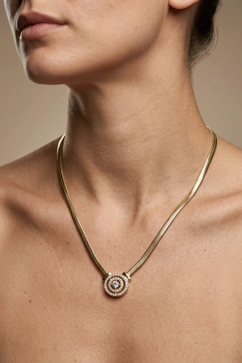 İtalyan Zincir Oval Baget Model Gold Altın Kaplama Kolye
