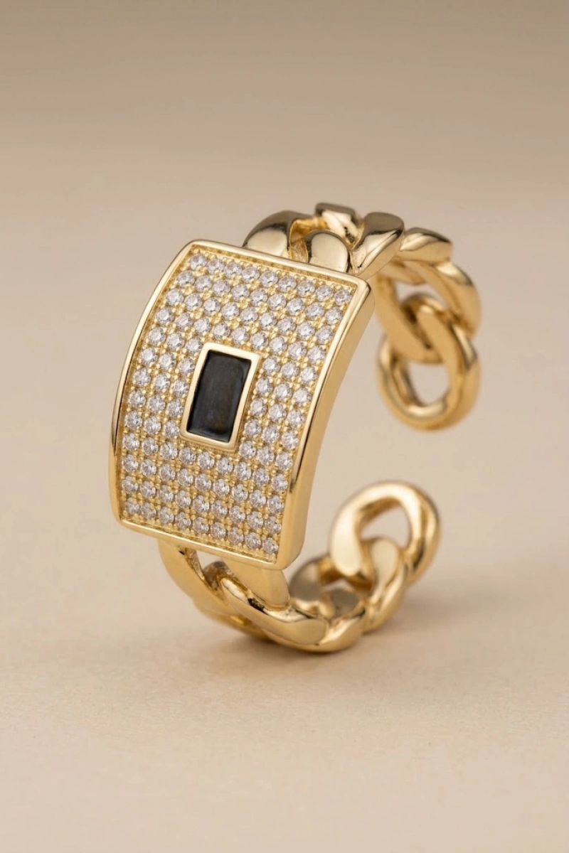 Gurmet Model Gold Altın Kaplama Ayarlanabilir Yüzük