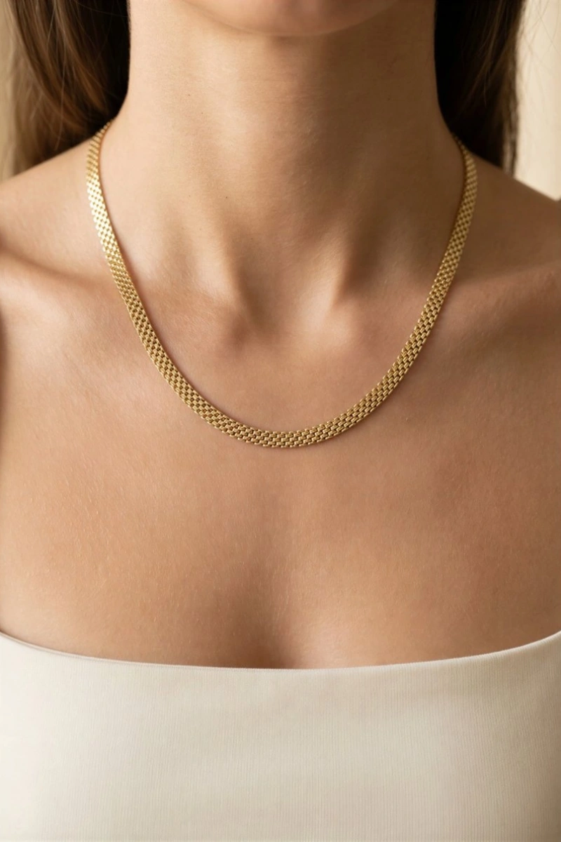 Hasır Model Gold Altın Kaplama Kolye