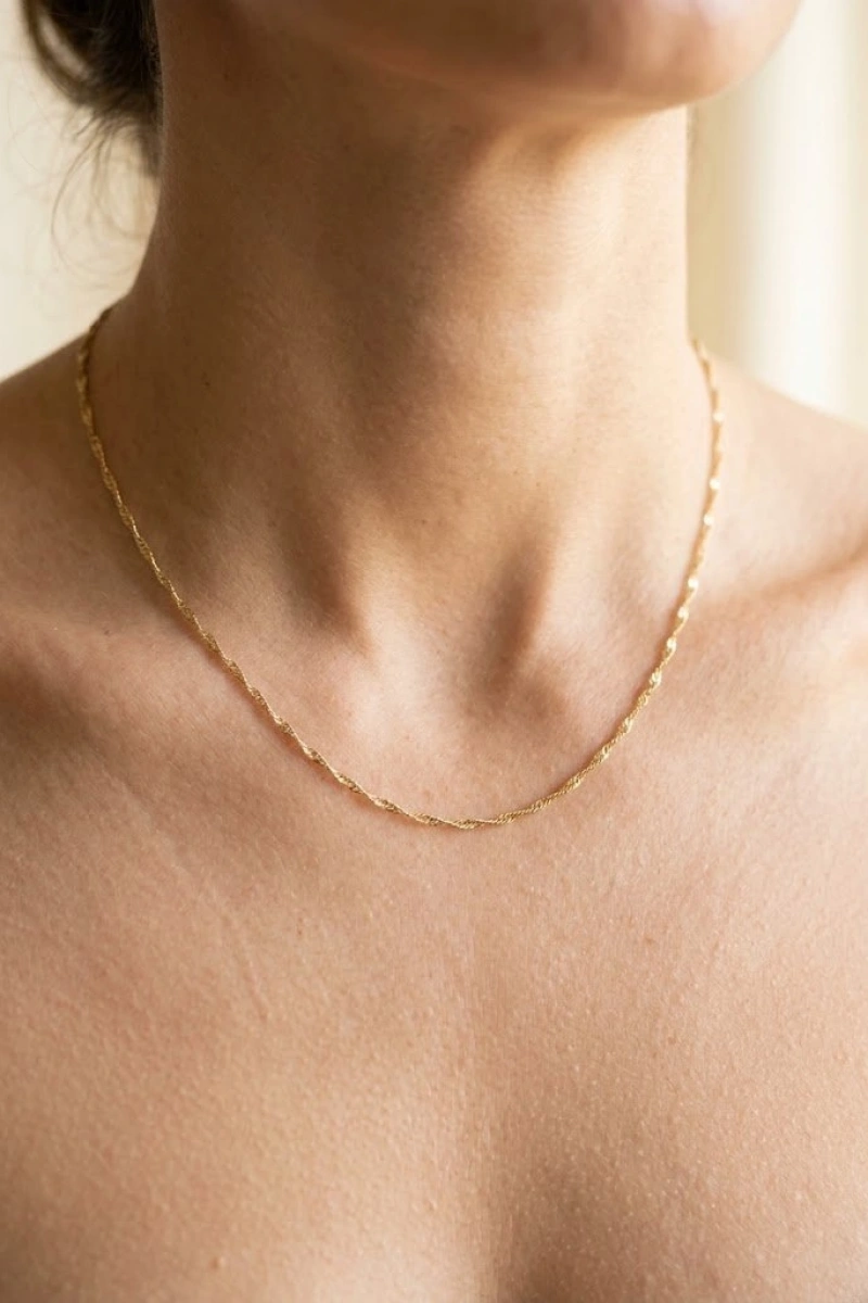İnce Sarma Model Gold Altın Kaplama Kolye