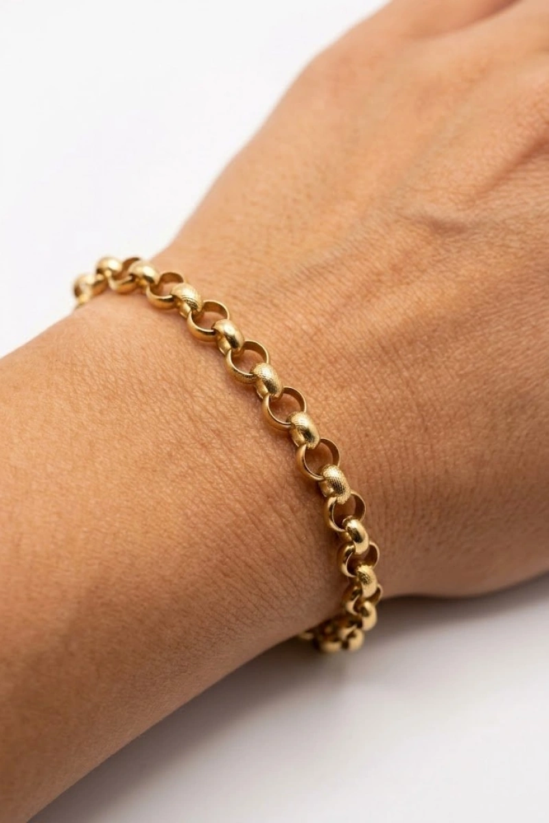 Sıralı Halka Model Gold Altın Kaplama Çelik Bileklik