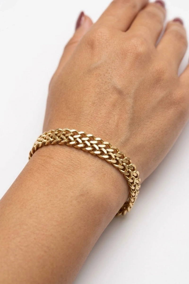 İnce Sırma Model Gold Altın Kaplama Çelik Bileklik