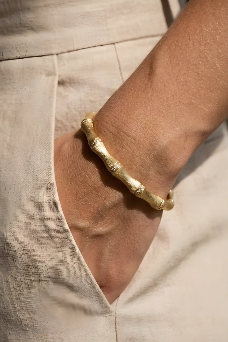 Bone Model Gold Altın Kaplama Kelepçe Bileklik