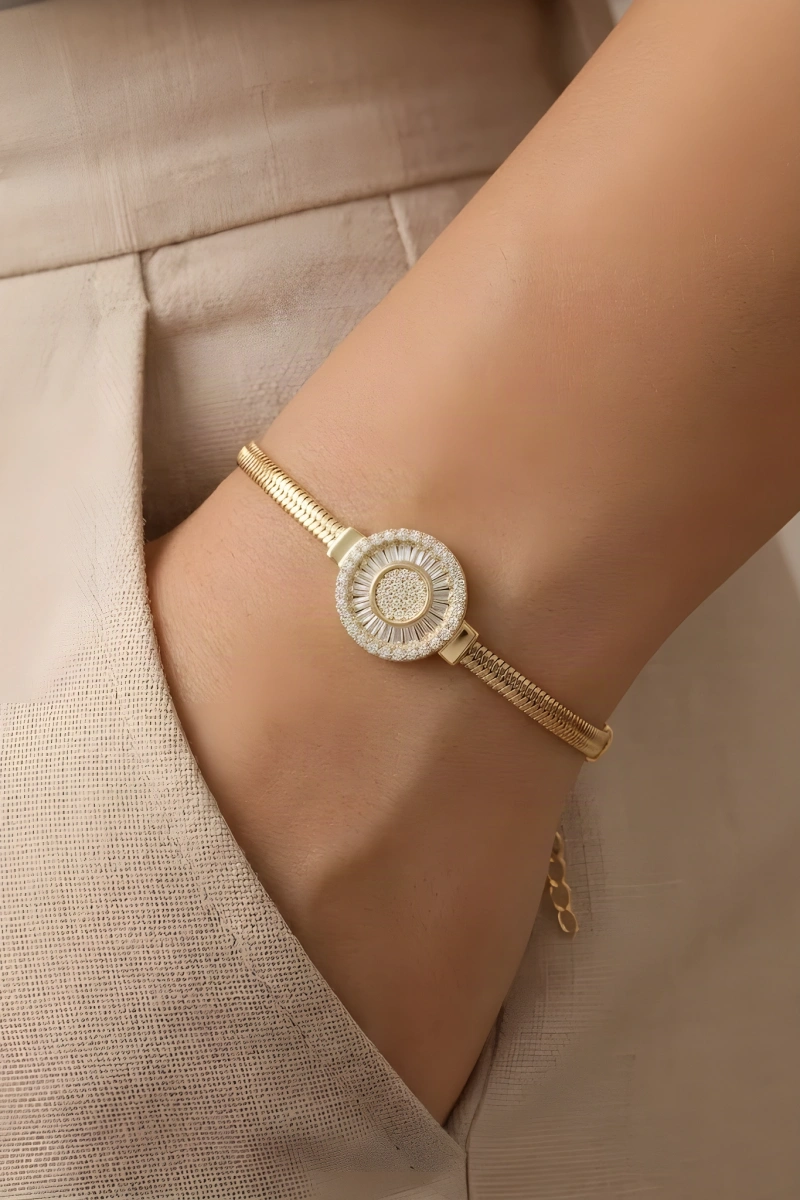 Avlu İtalyan Model Gold Altın Kaplama Bileklik
