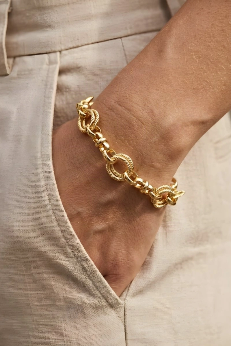 Samanyolu Fiyonk Model Gold Altın Kaplama Bileklik