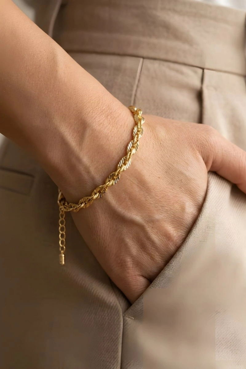Yıldız Sarmal Model Gold Altın Kaplama Bileklik
