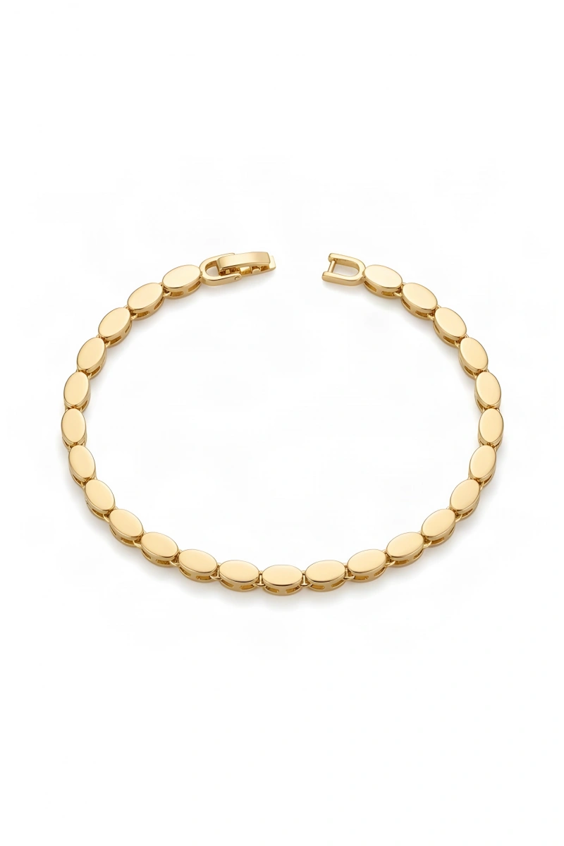 Oval Plaka Gold Altın Kaplama Bileklik
