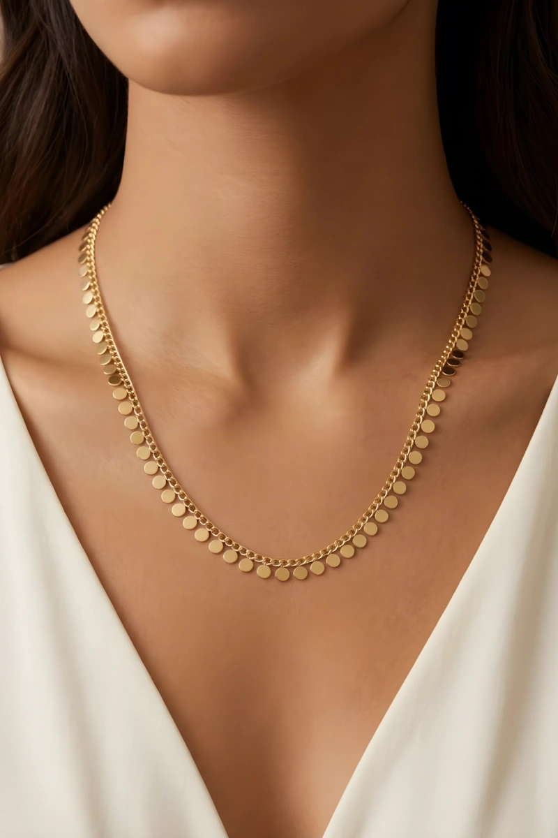 Pul Model Gold Altın Kaplama Kolye