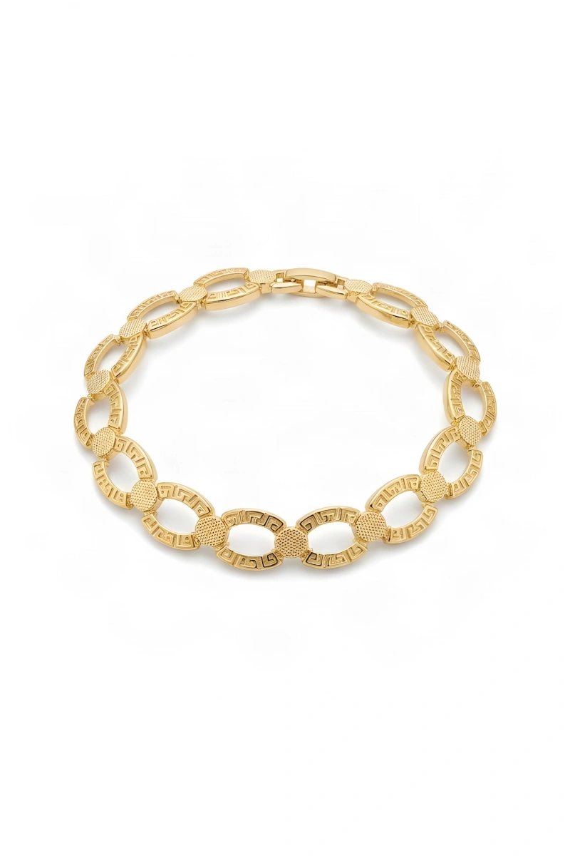 Oval Labirent Gold Altın Kaplama Bileklik