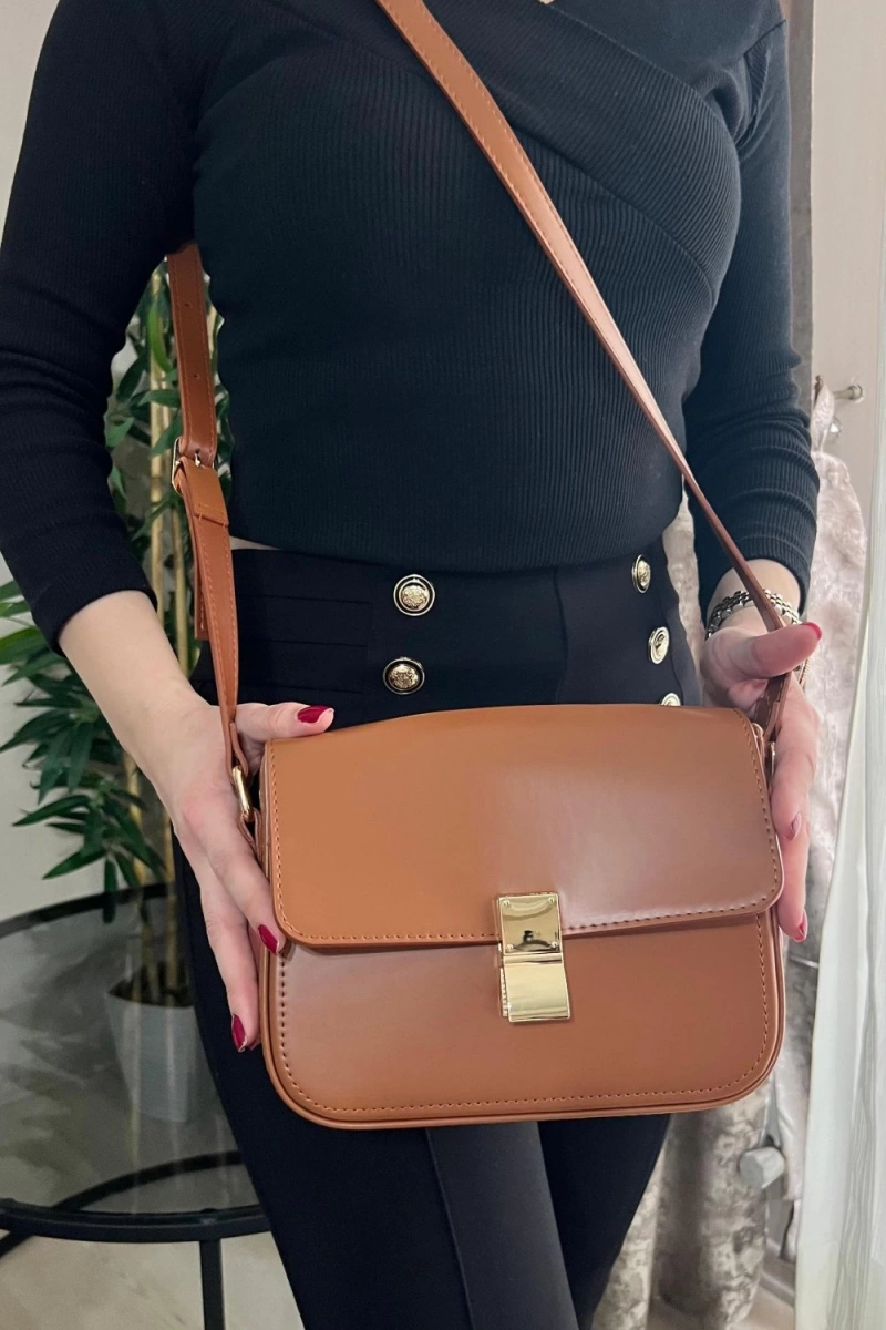 Anjeli Model Taba Renk Deri Kol Çantası