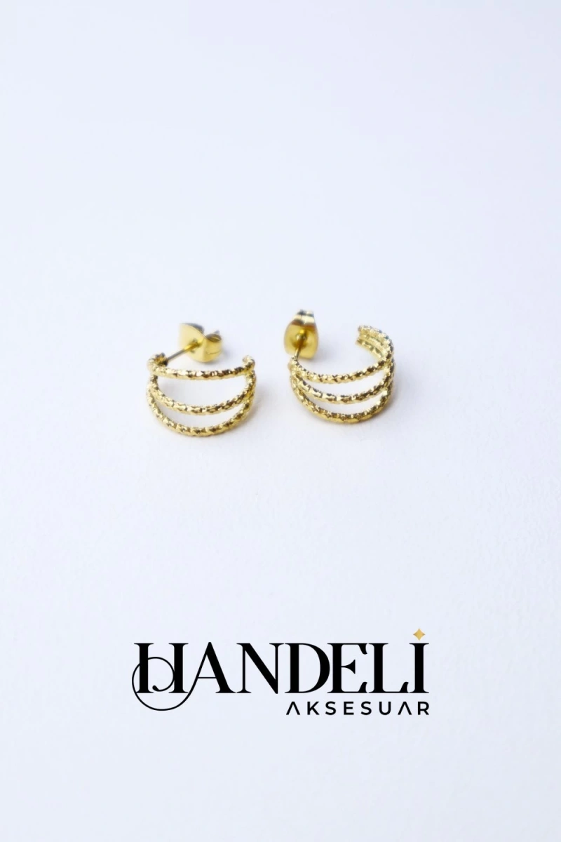 Ares Model Gold Altın Kaplama Küpe