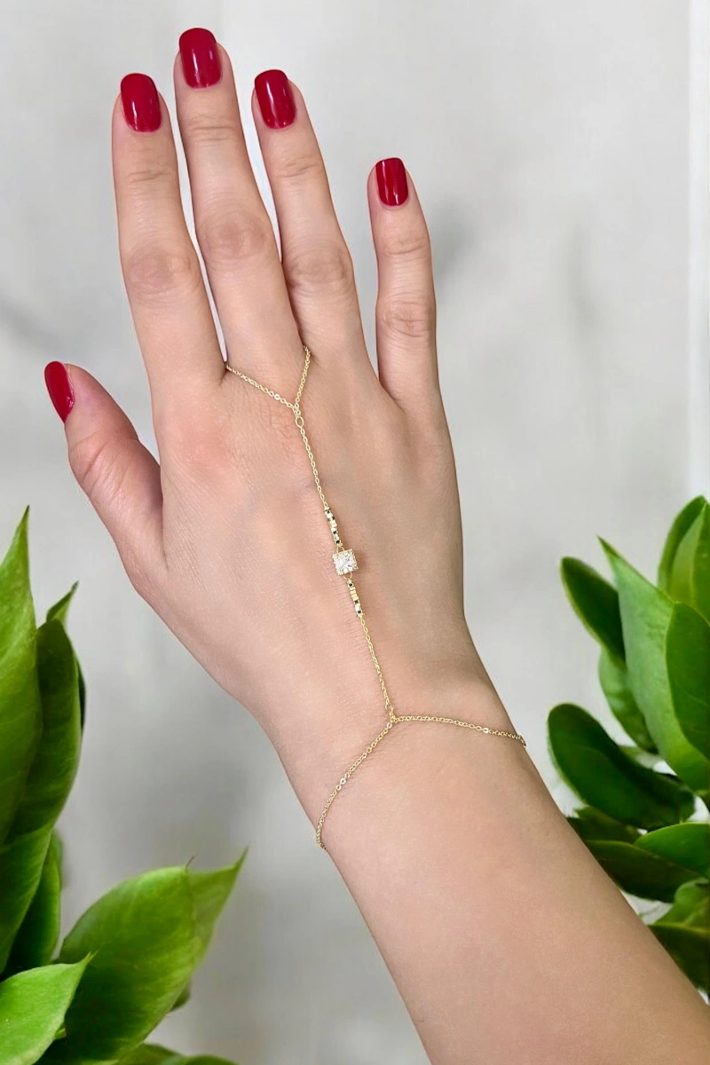 Baget Taş Model Gold Altın Kaplama Şahmeran