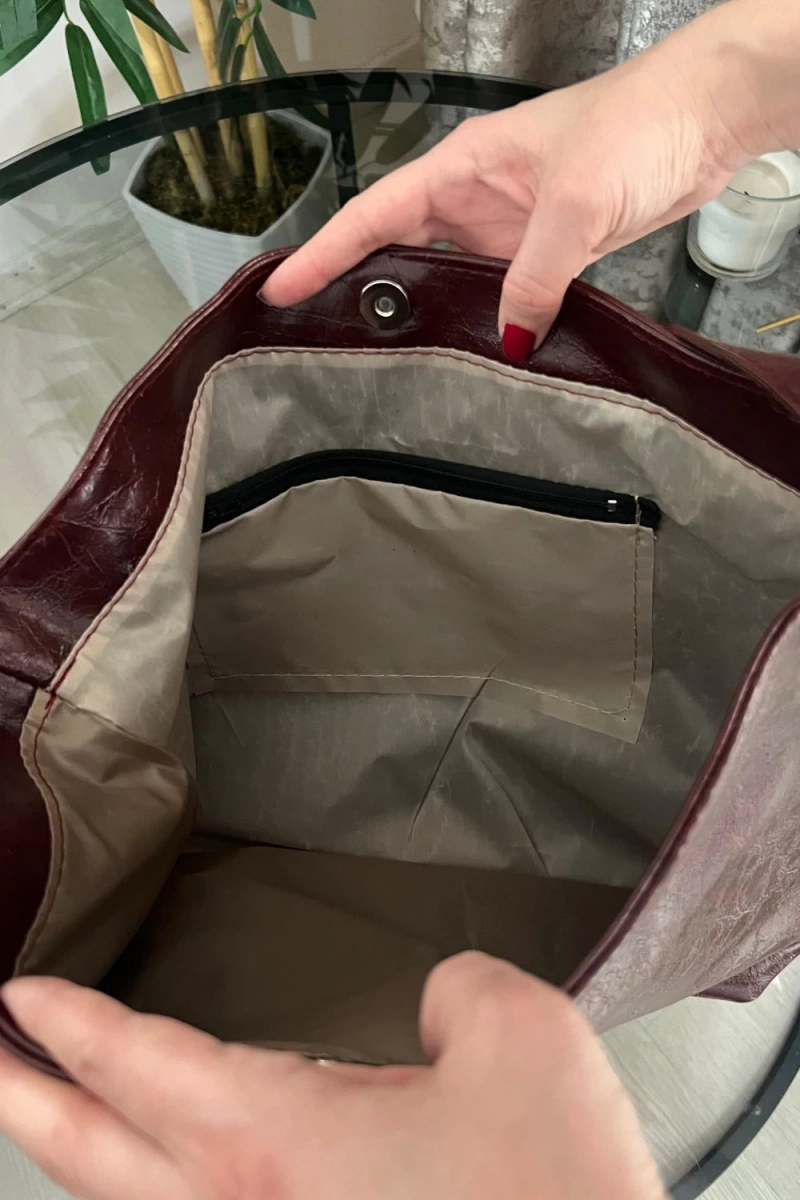 Bennie Model Bordo Renk Deri Kol Çantası