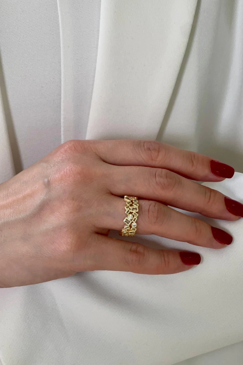 Beyrut Model Gold Altın Kaplama Ayarlanabilir Yüzük