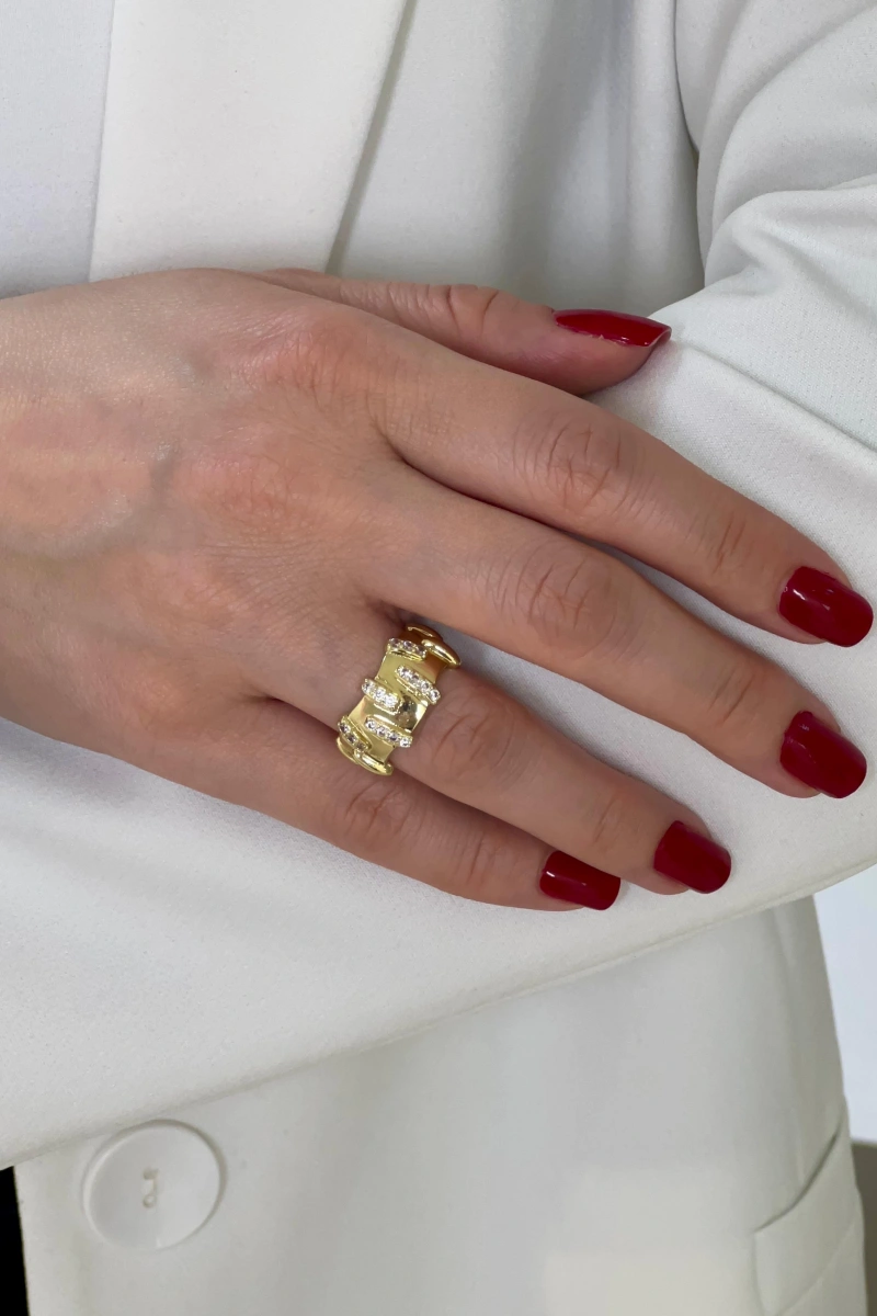 Bohemian Model Gold Altın Kaplama Ayarlanabilir Yüzük