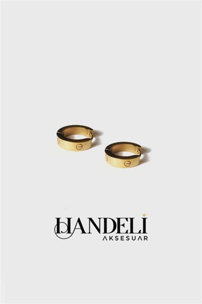 C Model Büyük Gold Altın Kaplama Küpe