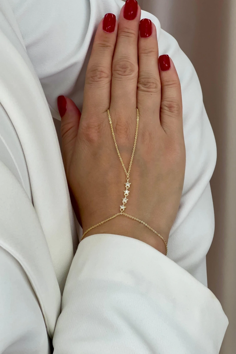 Dört Sıra Yıldız Model Gold Altın Kaplama Şahmeran