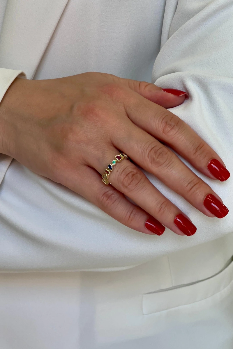 Evora Model Gold Altın Kaplama Ayarlanabilir Yüzük