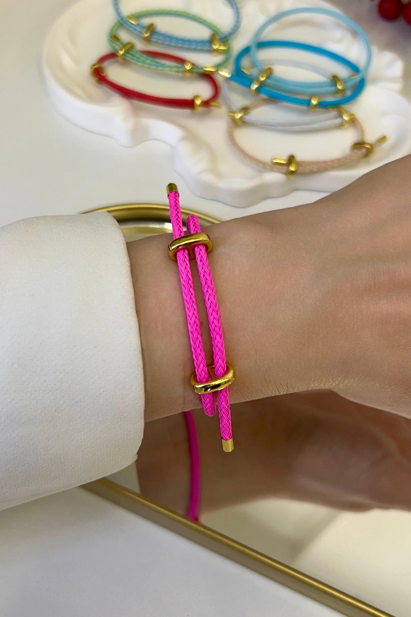 Helios Model Fuşya Renk Örgü Model Bileklik