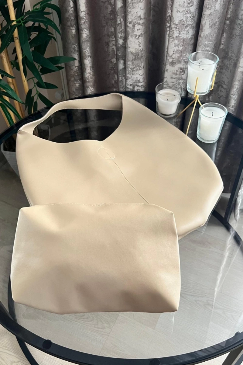 Janet Model Bej Renk Deri Kol Çantası