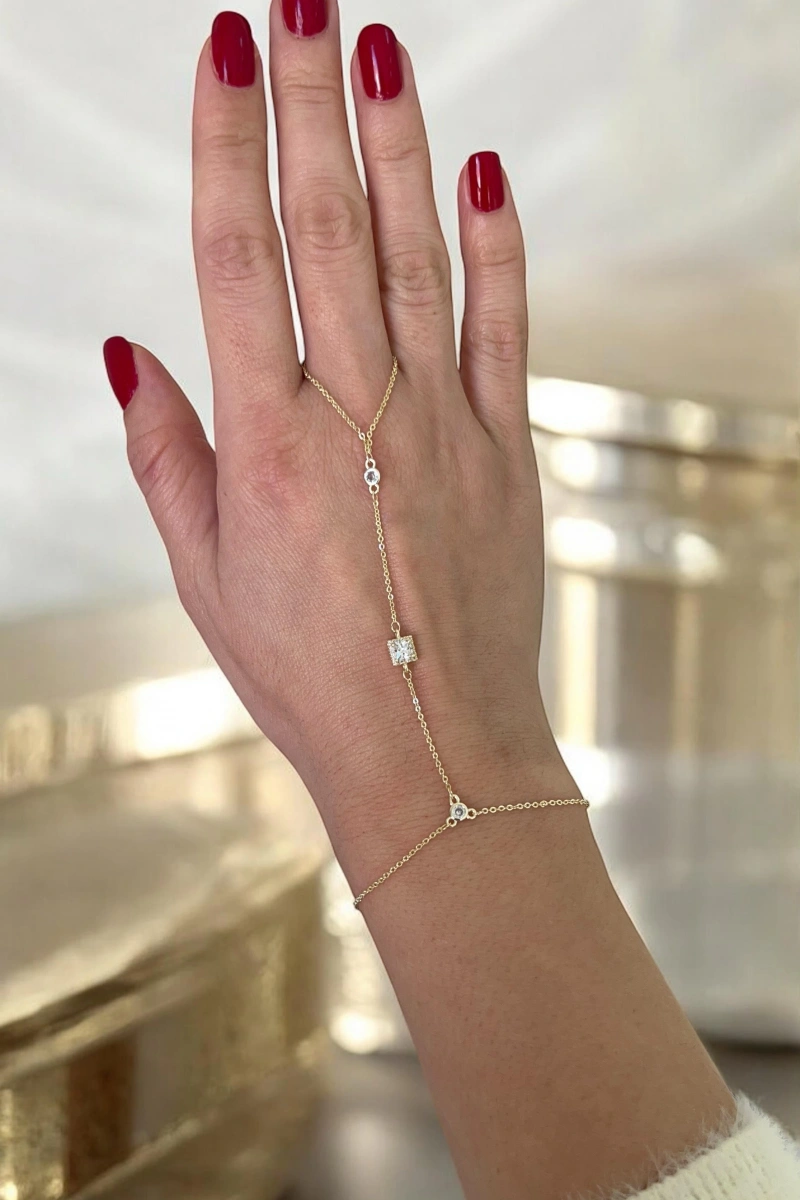 Kare Taş Model Altın Kaplama Şahmeran