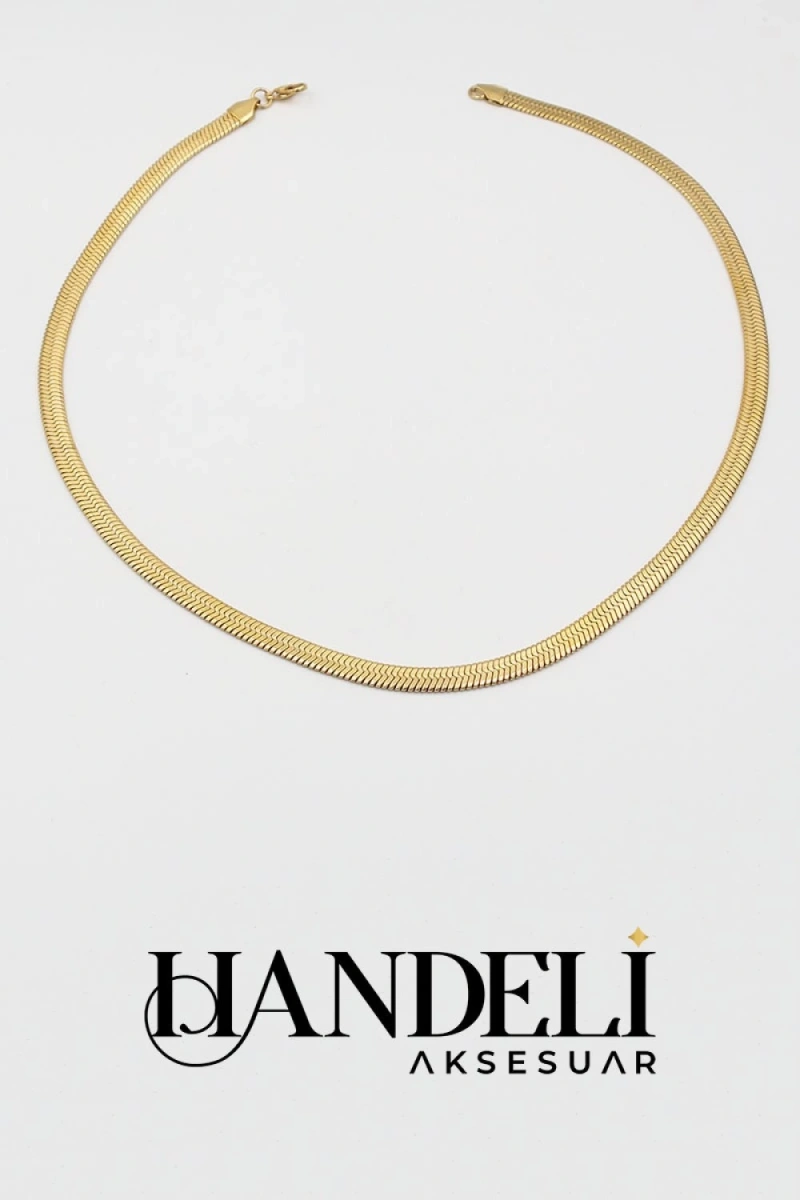 Kısa Kalın İtalyan Gold Altın Kaplama Kolye