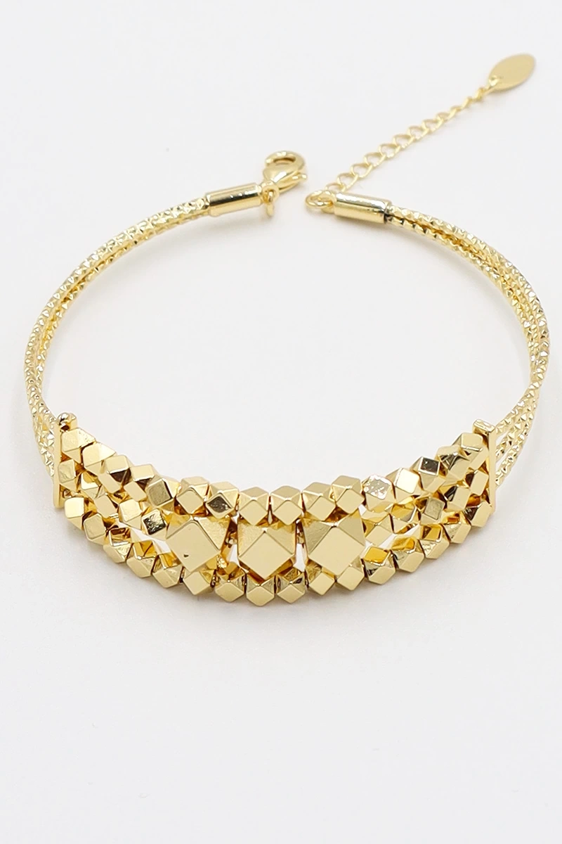 Küp Dorika Model Gold Altın Kaplama Çelik Bileklik