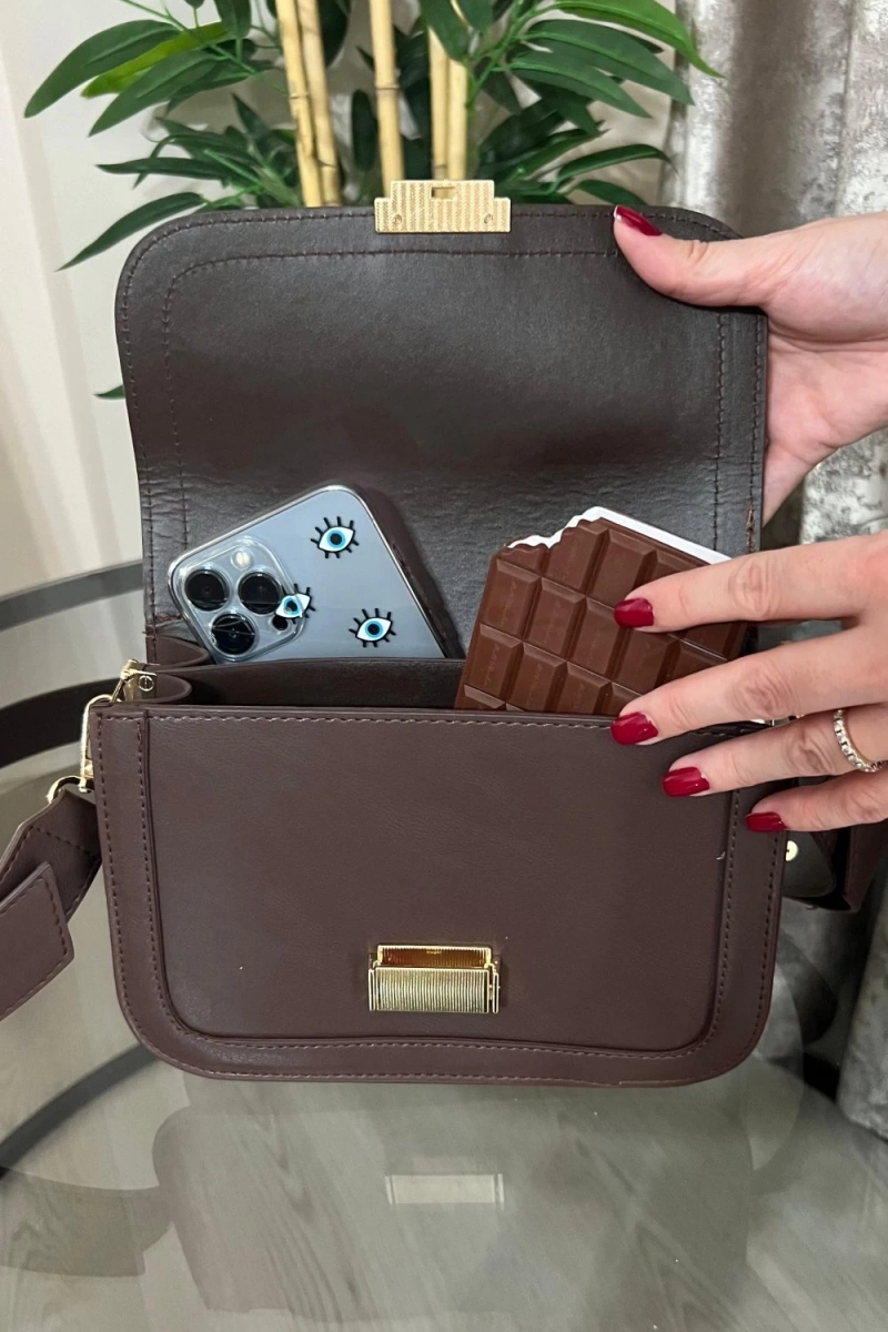 Nora Model Acı Kahve Renk Deri Kol Çantası