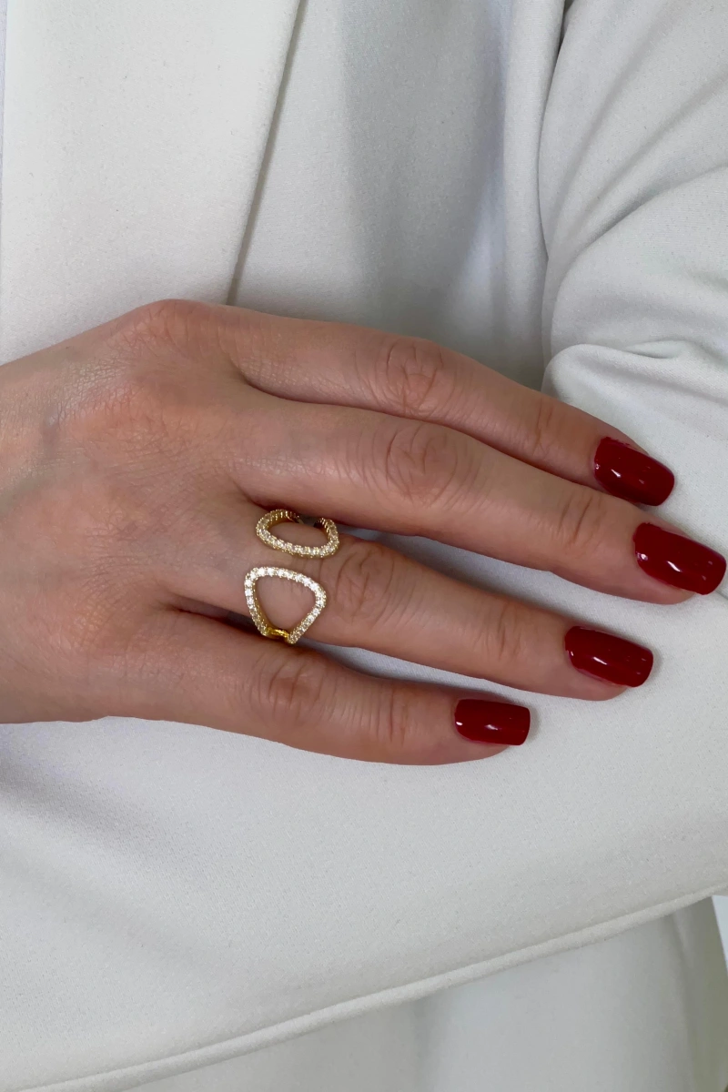 Rose Model Gold Altın Kaplama Ayarlanabilir Yüzük