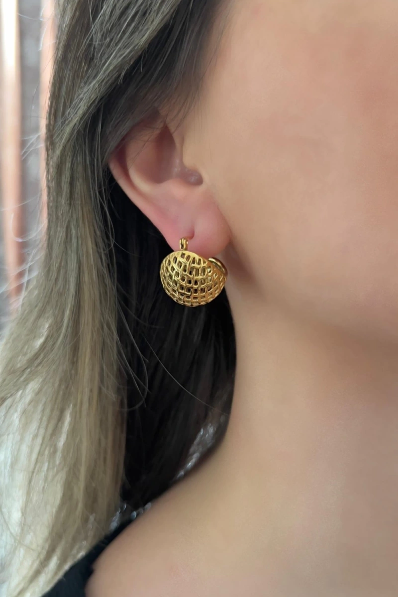 Sedna Model Gold Altın Kaplama Çelik Küpe