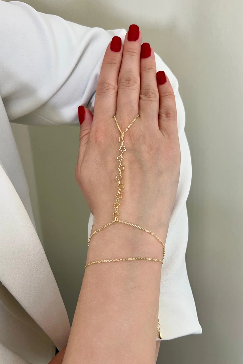 Sıralı Boş Yıldız Model Gold Altın Kaplama Şahmeran