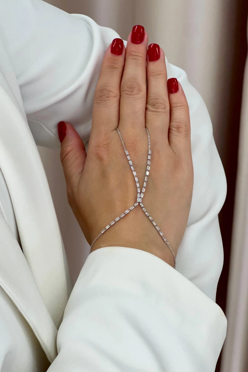 Sıralı Su Yolu Model Beyaz Altın Kaplama Şahmeran