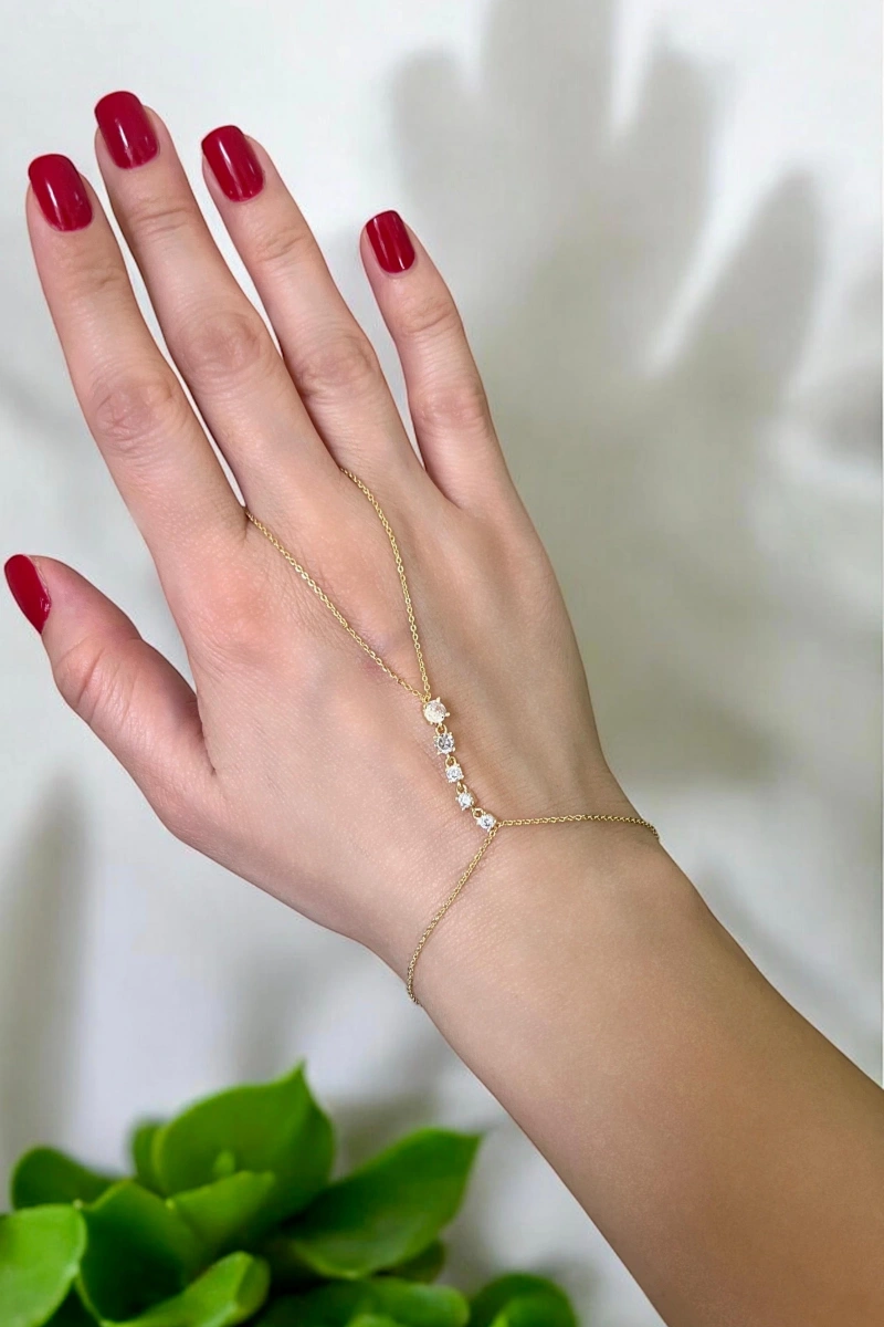 Sıralı Tek Taş Model Beyaz Altın Kaplama Şahmeran