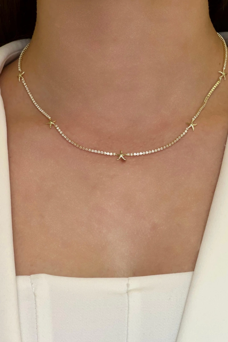 Su Yolu Deniz Yıldızı Model Gold Altın Kaplama Kolye