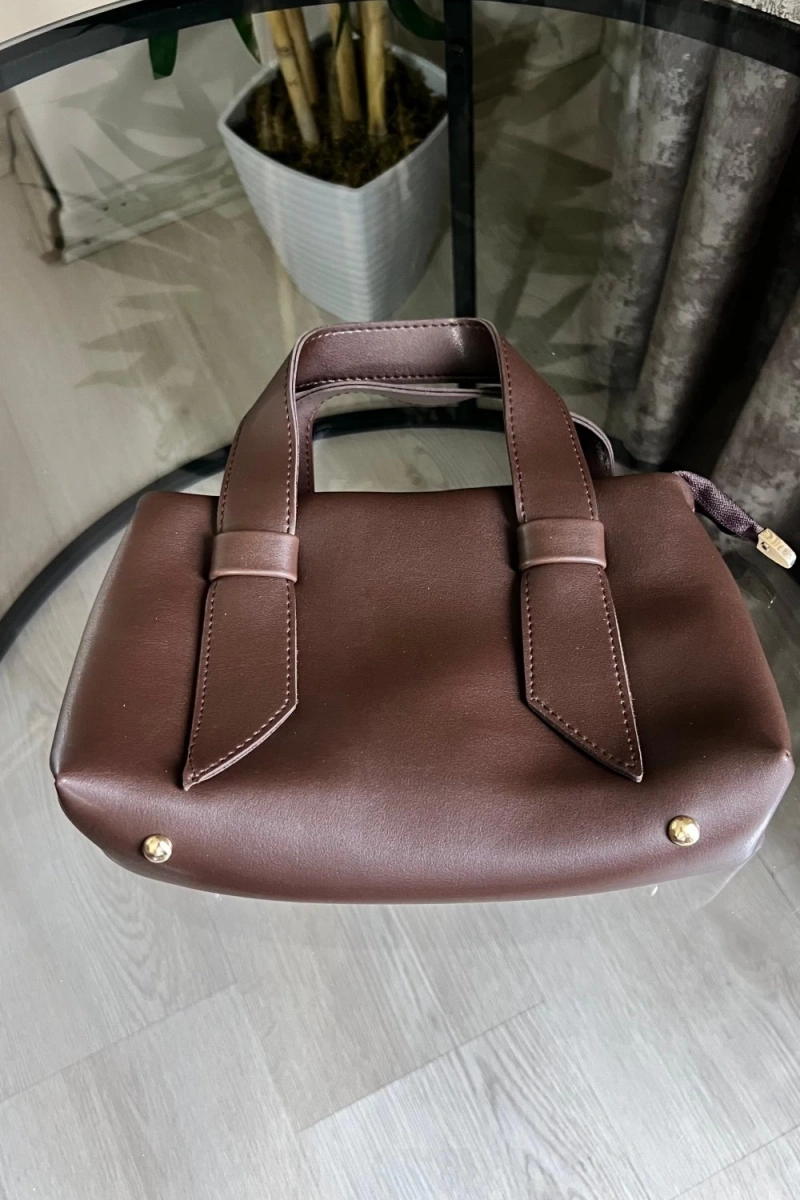 Velva Model Kahve Rengi Deri Kol Çantası