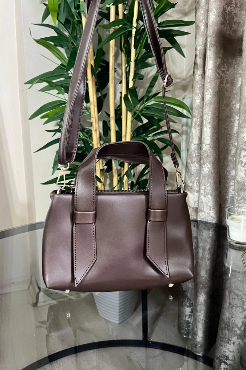 Velva Model Kahve Rengi Deri Kol Çantası