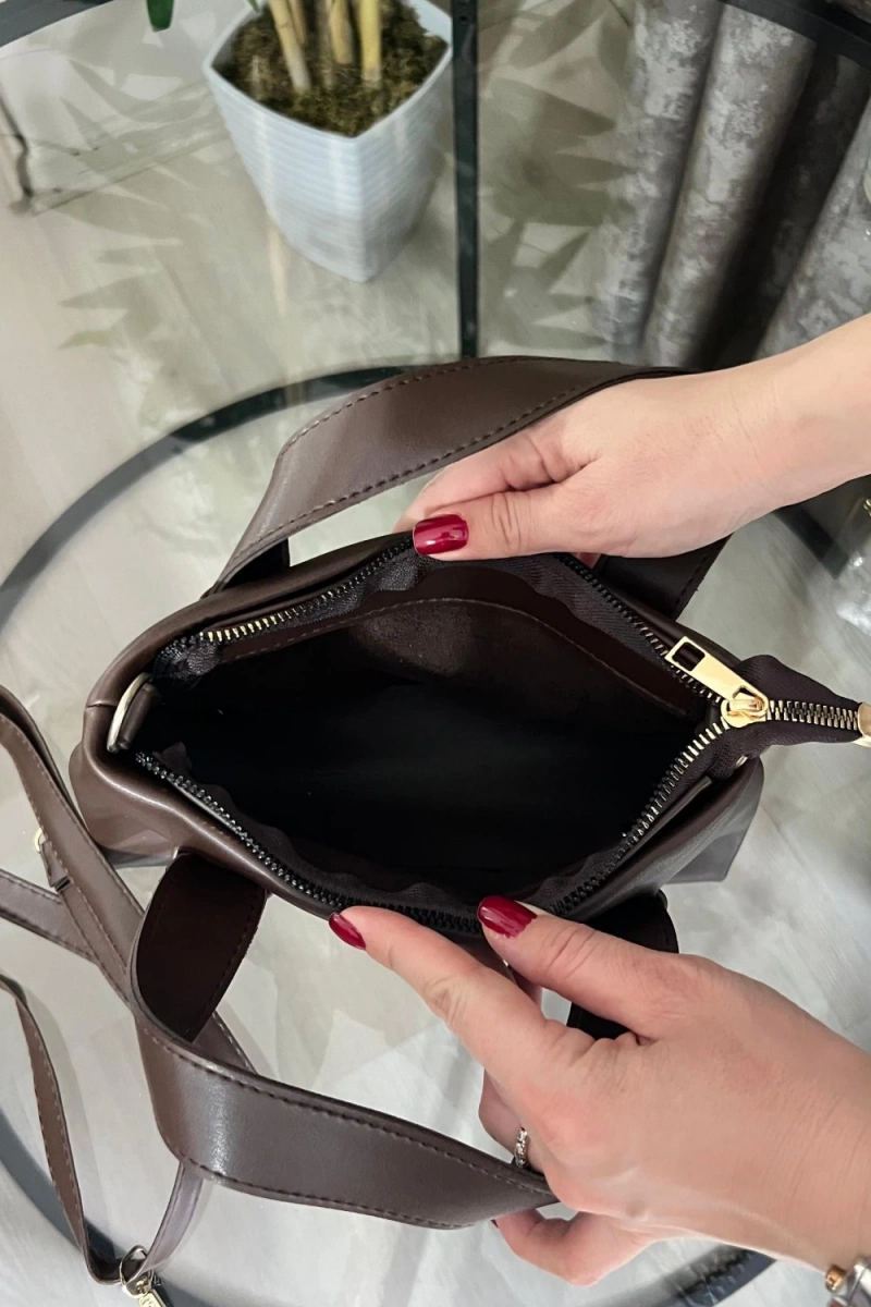 Velva Model Kahve Rengi Deri Kol Çantası