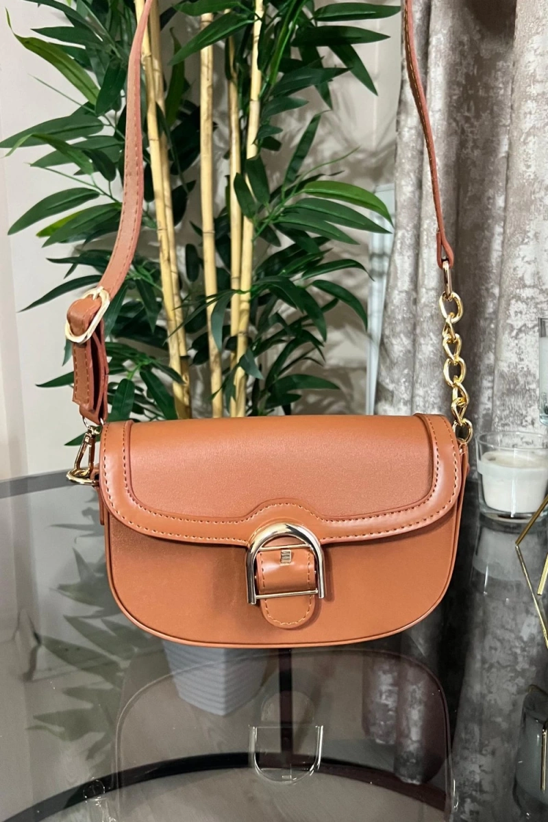 Victor Model Taba Renk Deri Kol Çantası