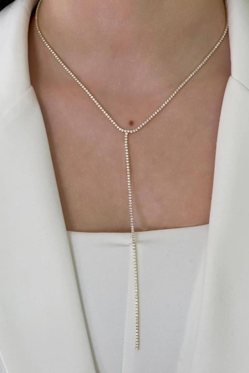 Y Model Suyolu Gold Altın Kaplama Kolye