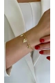 Dorika Zincir Sallantılı Kalp Detay Gold Altın Kaplama Bileklik