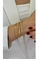 Üçlü Çift Sıra Desen Gold Altın Kaplama Ajda Bilezik