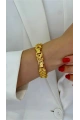 Kilit Detay Yaprak Model Gold Altın Kaplama Bileklik