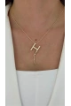 Sallantı Model H Harf Detay Gold Altın Kaplama Kolye