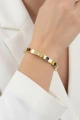 Renkli Taş Model Düz Gold Altın Kaplama Bileklikl