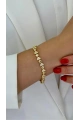 Taşlı Kalp Model Yıldız Detay Gold Altın Kaplama Bileklik