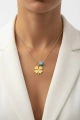 Yonca Model Boncuklu Kısa Burgu Gold Altın Kaplama Kolye