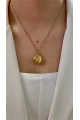 Alya Model İnce Zincir Beyaz Taş Detay Gold Altın Kaplama Kolye