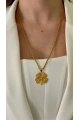 Kuyum Model Yonca Detay Gold Altın Kaplama Kolye